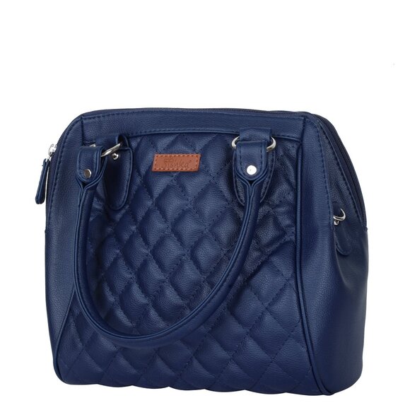 Vegan Leather Women’s Blue Handbag – Top Handle Satchel with Crossbody Strap - Picture 10 of 11